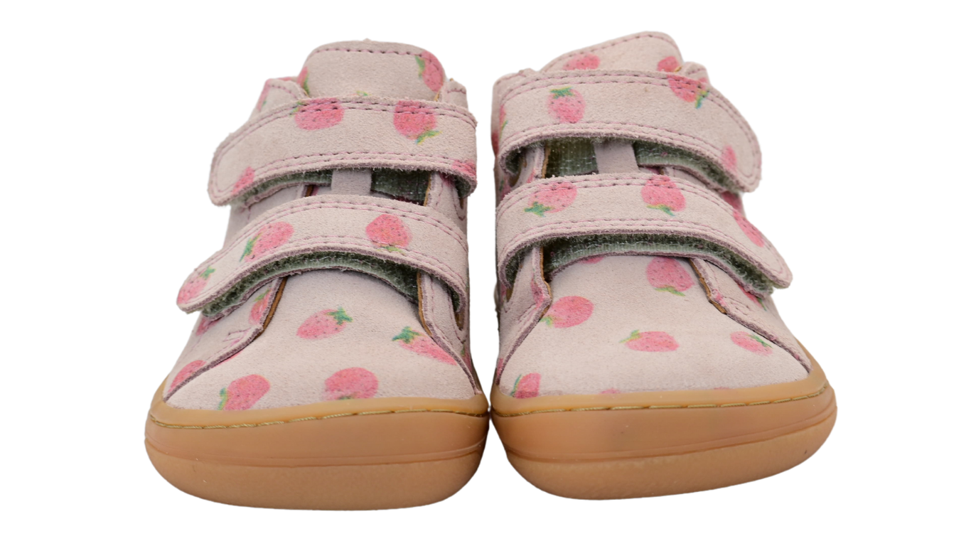 Barfußschuhe für Kinder mit zwei Klettverschlüssen, geschlossene Zehen und geschlossener Fersenbereich, Vorderansicht, Paar