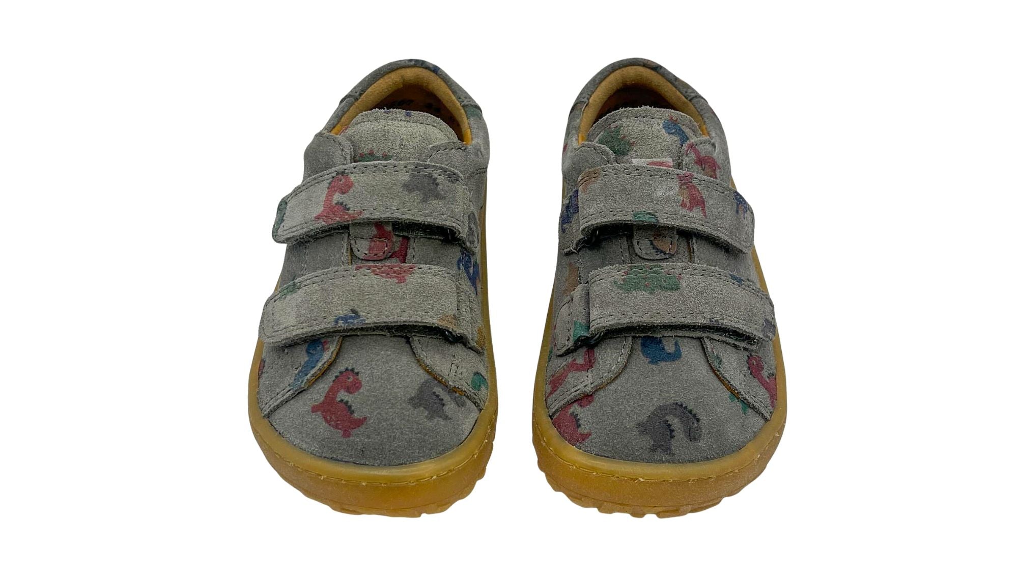 Barfußschuhe für Kinder mit zwei Klettverschlüssen, geschlossene Zehen und geschlossener Fersenbereich, Vorderansicht, Paar