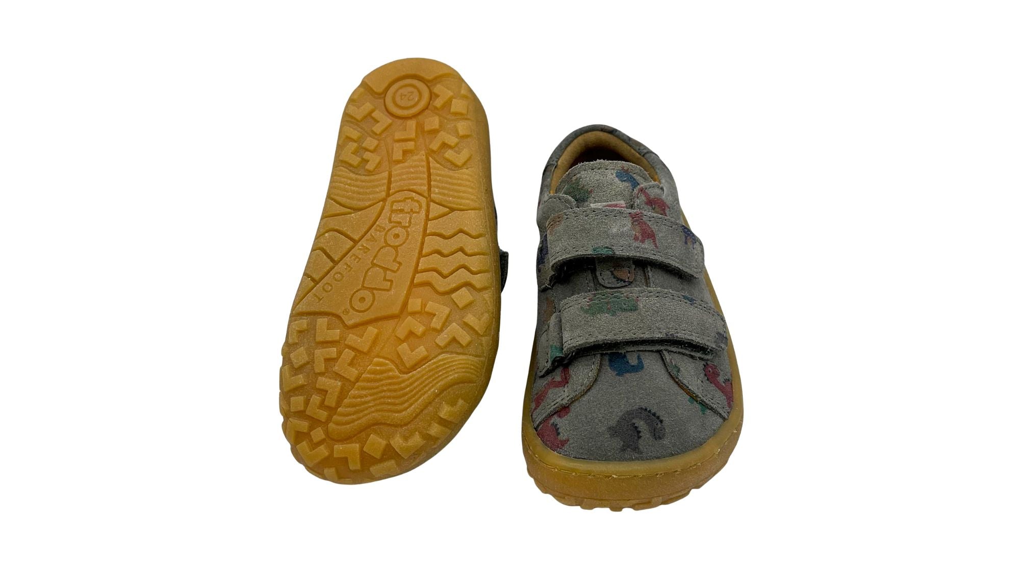 Barfußschuhe für Kinder mit flexibler profilierter Sohle, Ansicht von unten, Paar