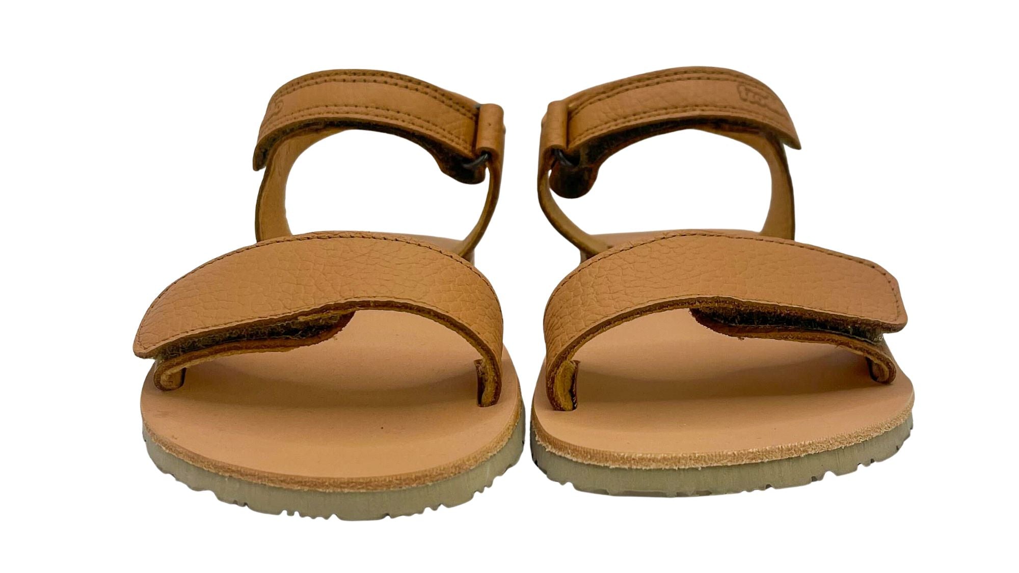 Barfußsandalen für Kinder mit zwei Klettverschlüssen, offene Zehen und offener Fersenbereich, Vorderansicht, Paar