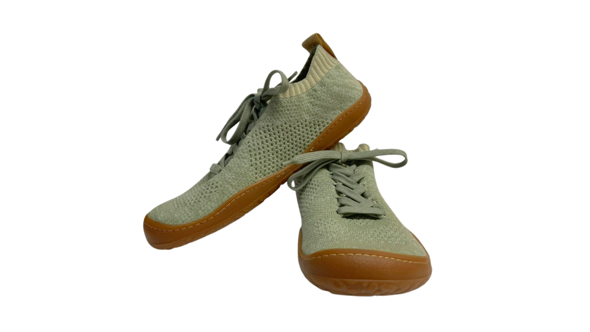 Barfußschuh mit Schnürsenkeln, geschlossener Zehenbox und geschlossenem Fersenbereich, flexible Sohle, Seiten- und Vorderansicht, Paar