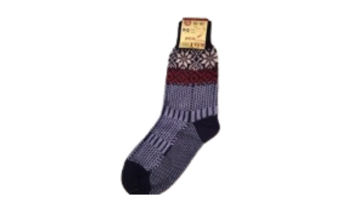 Socken ohne separate Zehen, wadenhoher Schaft, elastischer Bund, gemustertes Schaftteil, verstärkter Fersen- und Zehenbereich, Draufsicht