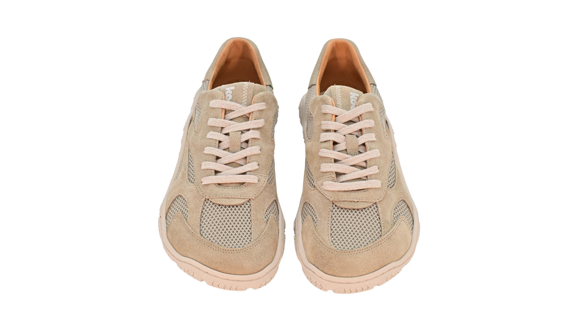 Barfußschuh für Erwachsene, geschlossene Zehenpartie, geschlossener Fersenbereich, Schnürung, textile Einsätze im Seitenbereich, profilierte Sohle, Draufsicht als Paar