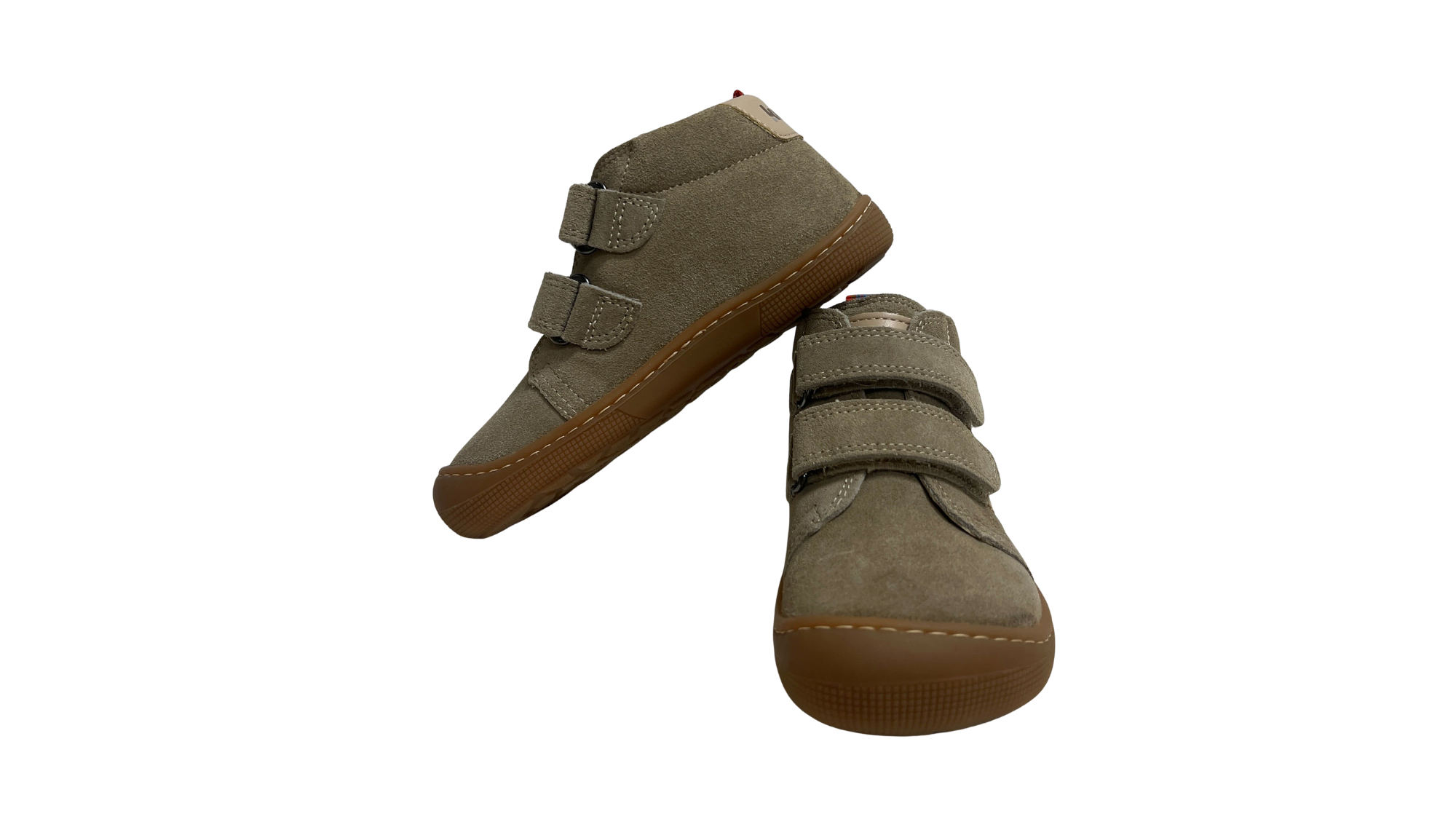 Barfußschuh für Kinder mit zwei Klettverschlüssen als Paar, Draufsicht und Seitenansicht