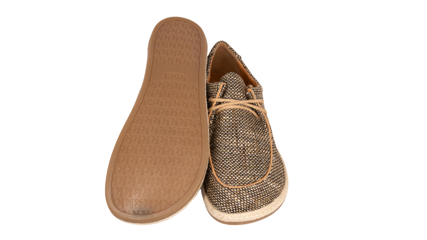 Barfußschuh für Erwachsene mit Schnürung als Paar, Ansicht von unten und Draufsicht