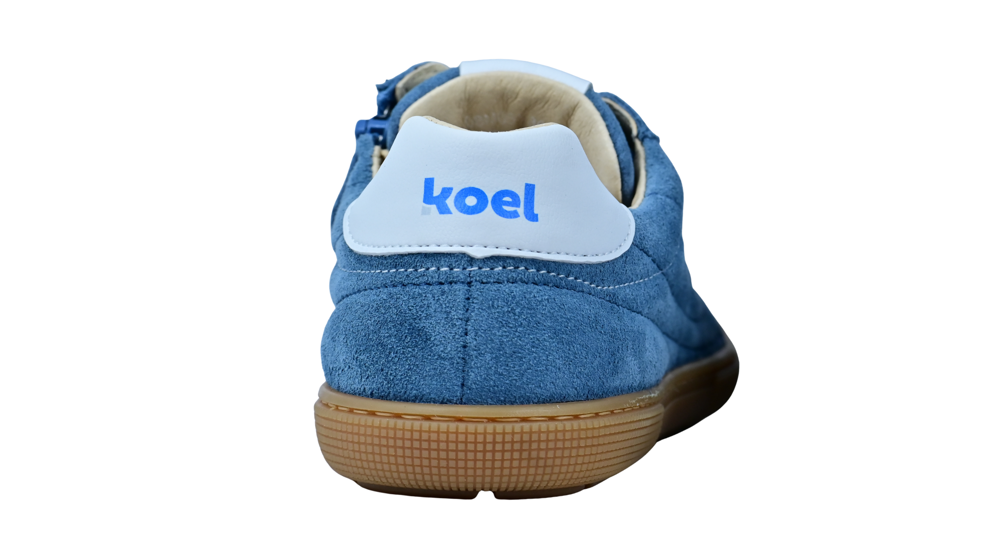 Barfußschuh für Erwachsene, geschlossene Zehenpartie, geschlossener Fersenbereich, Schnürung, Ziernähte im Seitenbereich, flache Sohle, Rückansicht