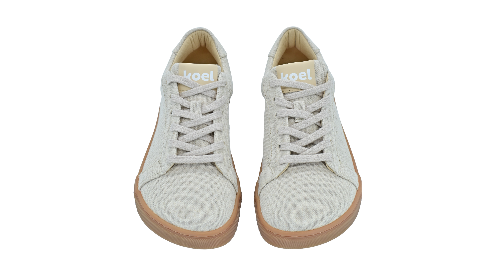 Barfußschuh für Erwachsene, geschlossene Zehenpartie, geschlossener Fersenbereich, Schnürung, textile Oberfläche, flache Sohle, Draufsicht als Paar