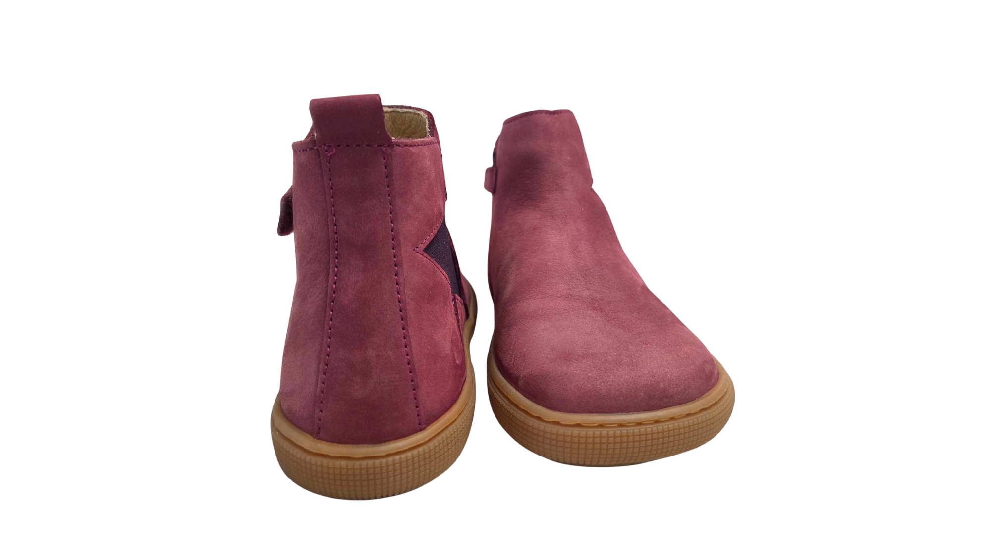 Paar Chelsea-Barfußschuhe für Kinder mit breiter Zehenbox und knöchelhohem Schaft, Vorder- und Rückansicht