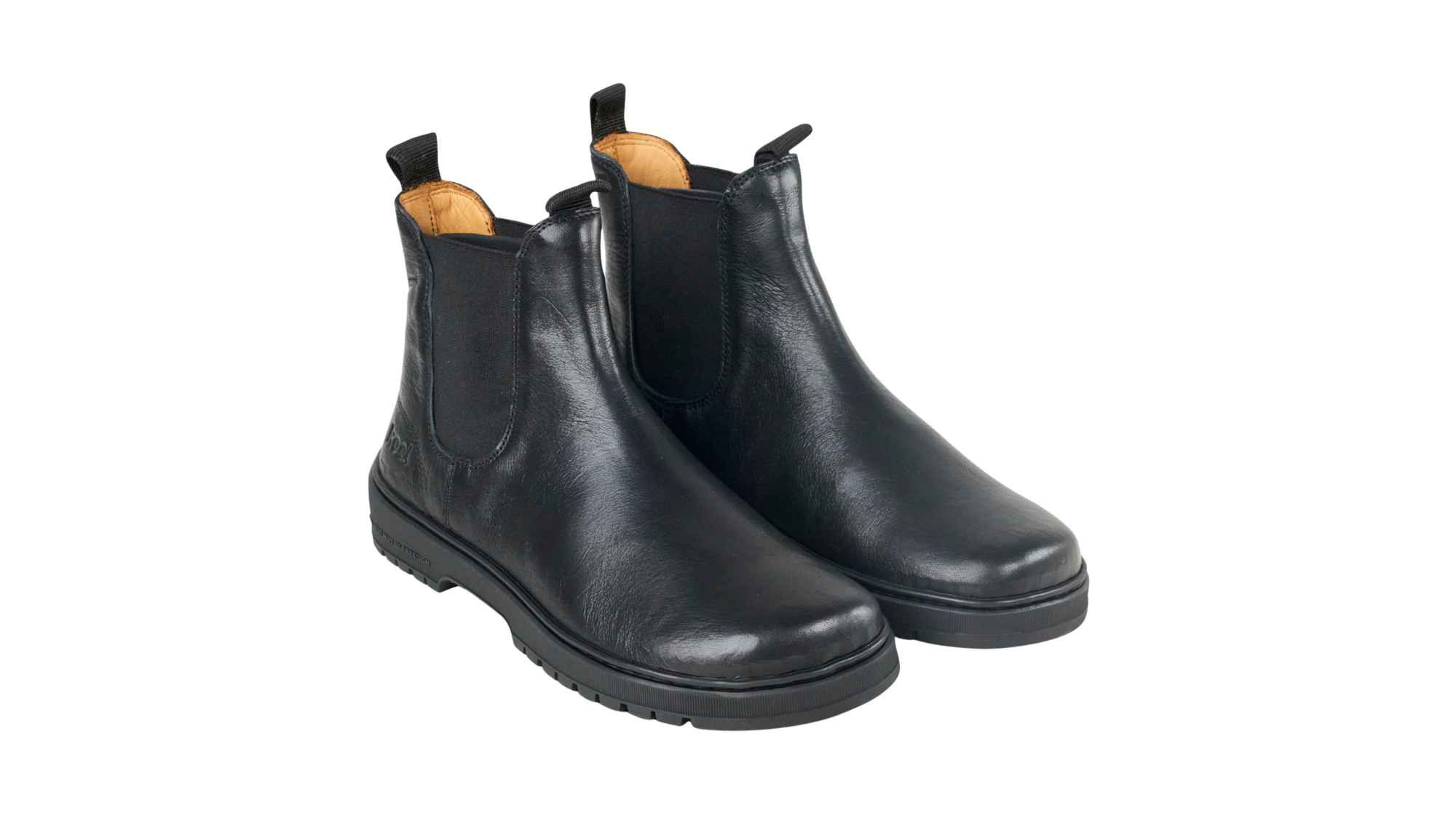 Paar Chelsea-Barfußschuhe für Damen mit elastischen Seiteneinsätzen und Anziehschlaufen, schräge Vorderansicht