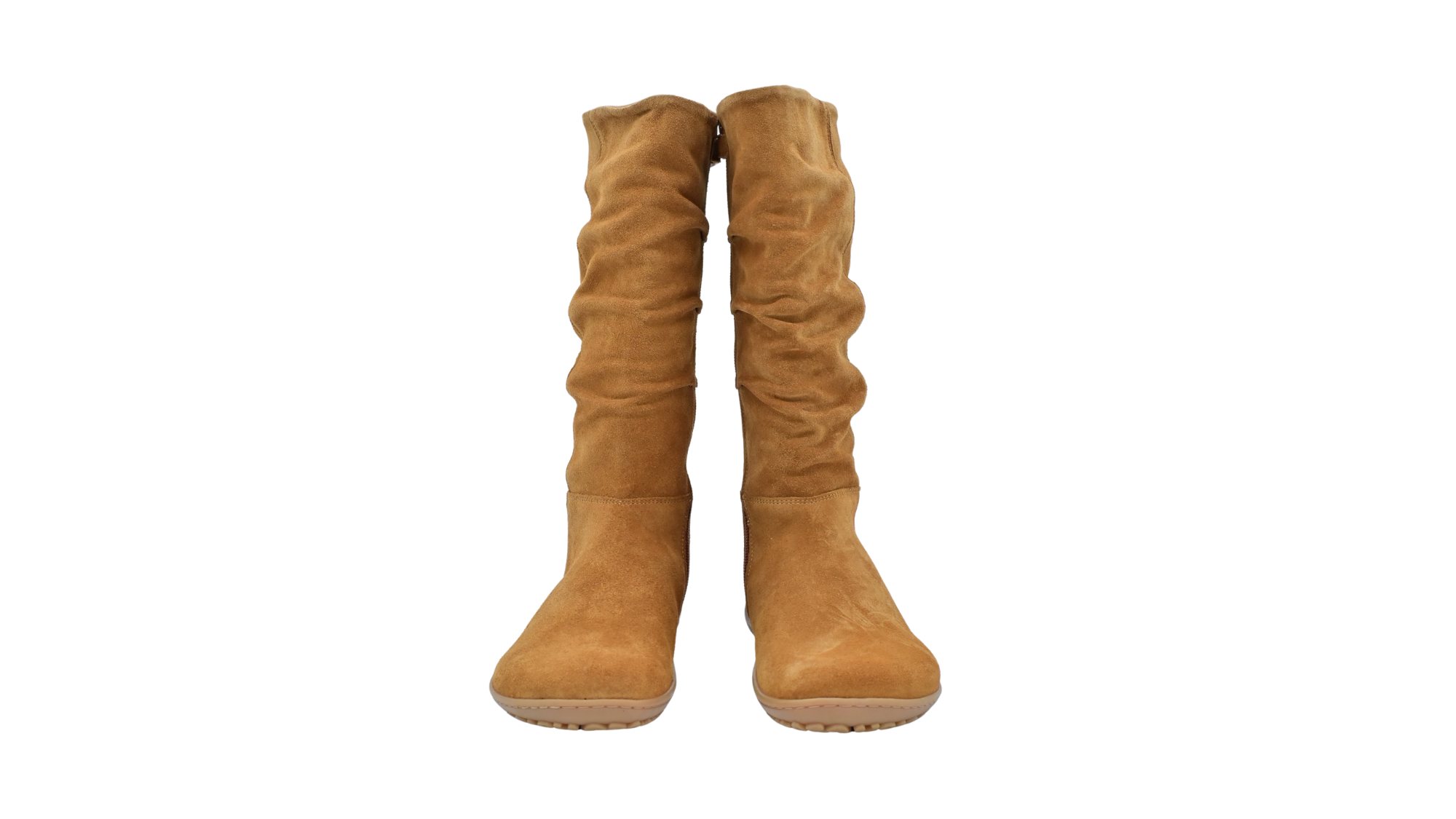 Paar Stiefel für Damen mit hohem Schaft und flacher Sohle, Vorderansicht