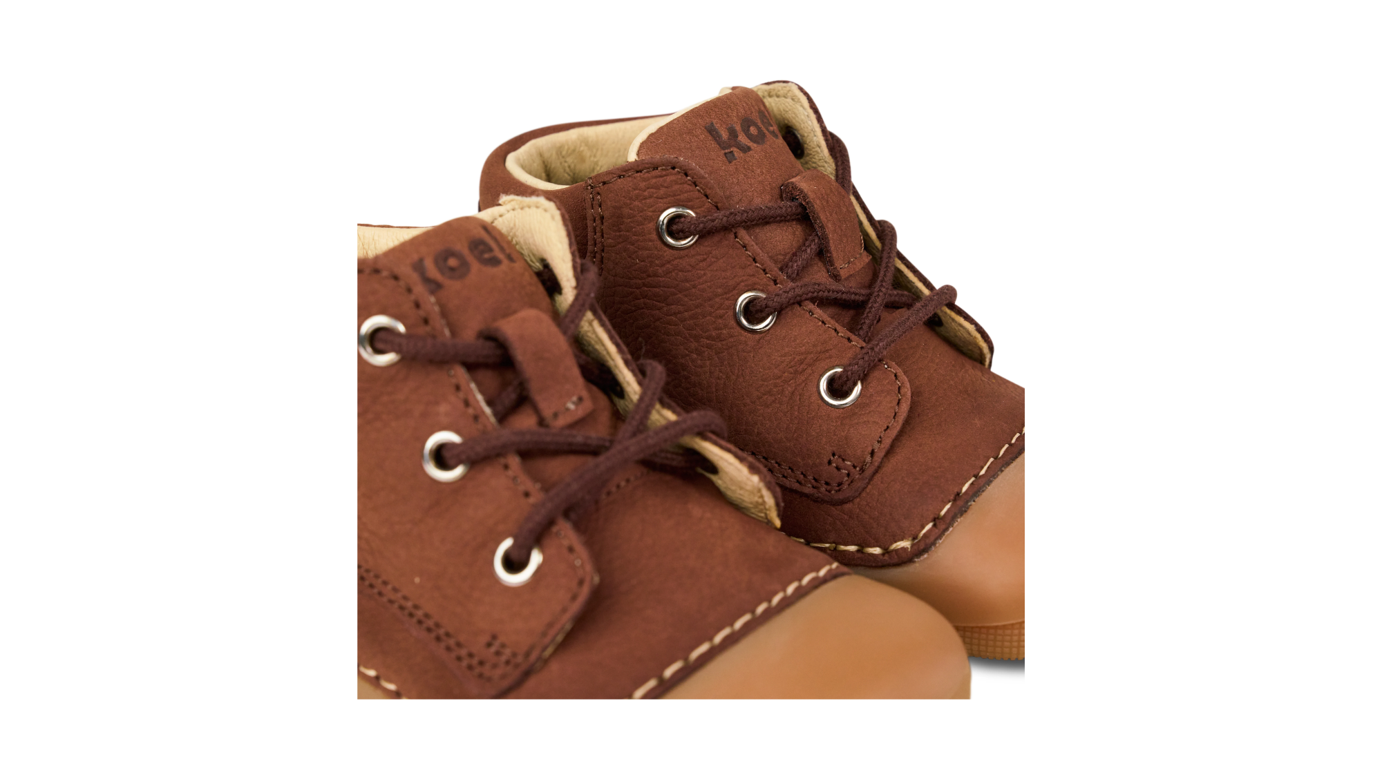 Paar Barfußschuhe für Kinder mit breiter Zehenbox und Schnürung, Detailansicht