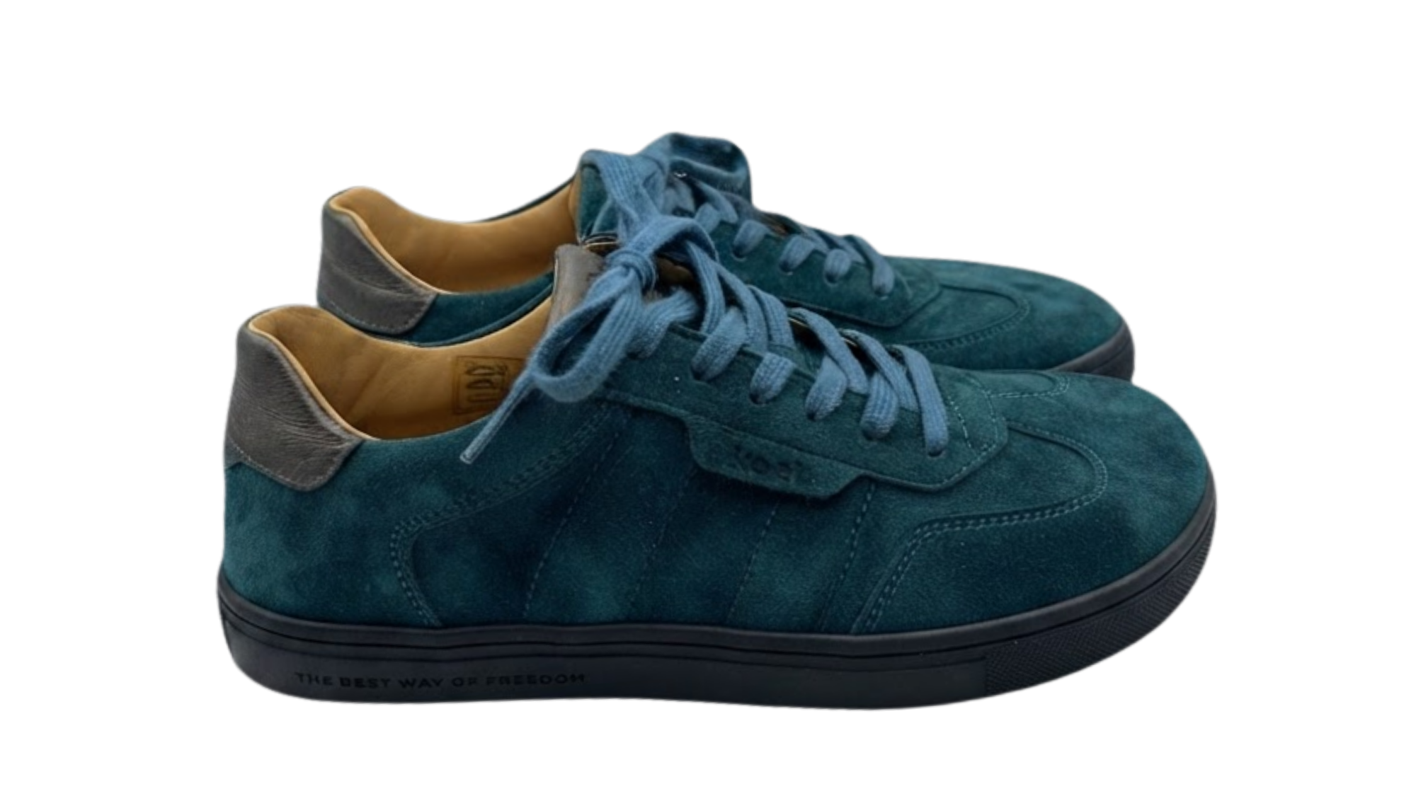 Paar Barfußhalbschuhe für Erwachsene mit Schnürung, breiter Zehenbox und flexibler Sohle, Seitenansicht außen