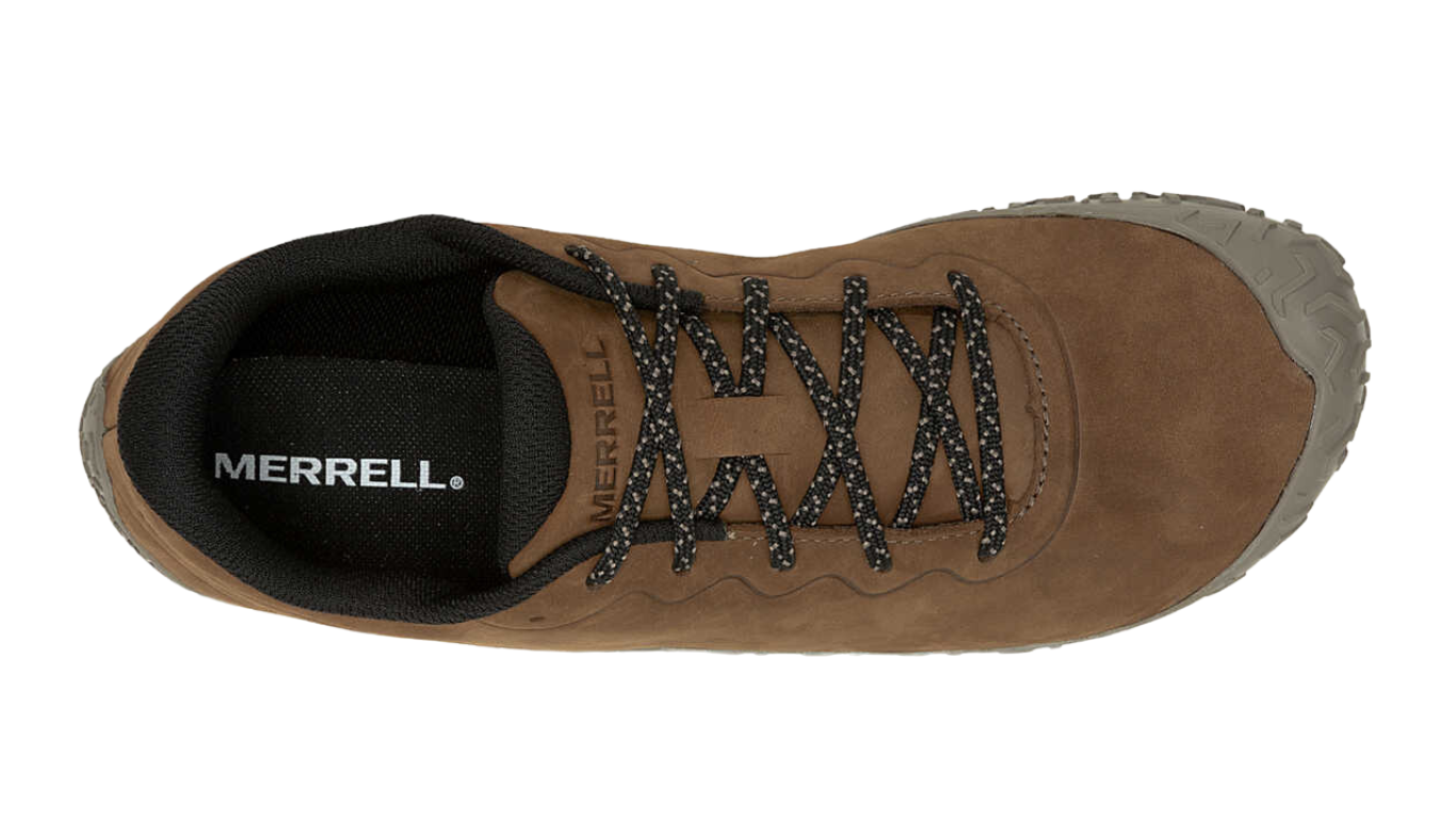 Barfußschuh mit Schnürsenkeln, geschlossener Zehenbox und geschlossenem Fersenbereich, Draufsicht