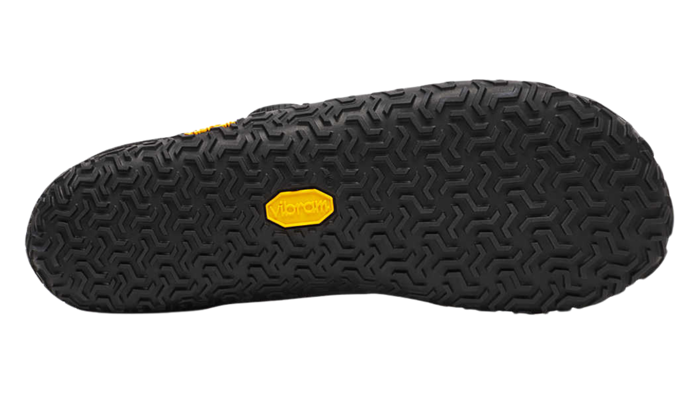 Barfußschuh mit profilierter Laufsohle und runden Noppen, Ansicht von unten