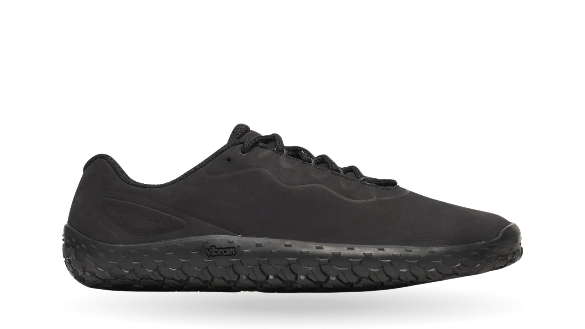 Barfußschuh für Erwachsene mit Schnürung, breiter Zehenbox und profilierter Sohle, Seitenansicht außen