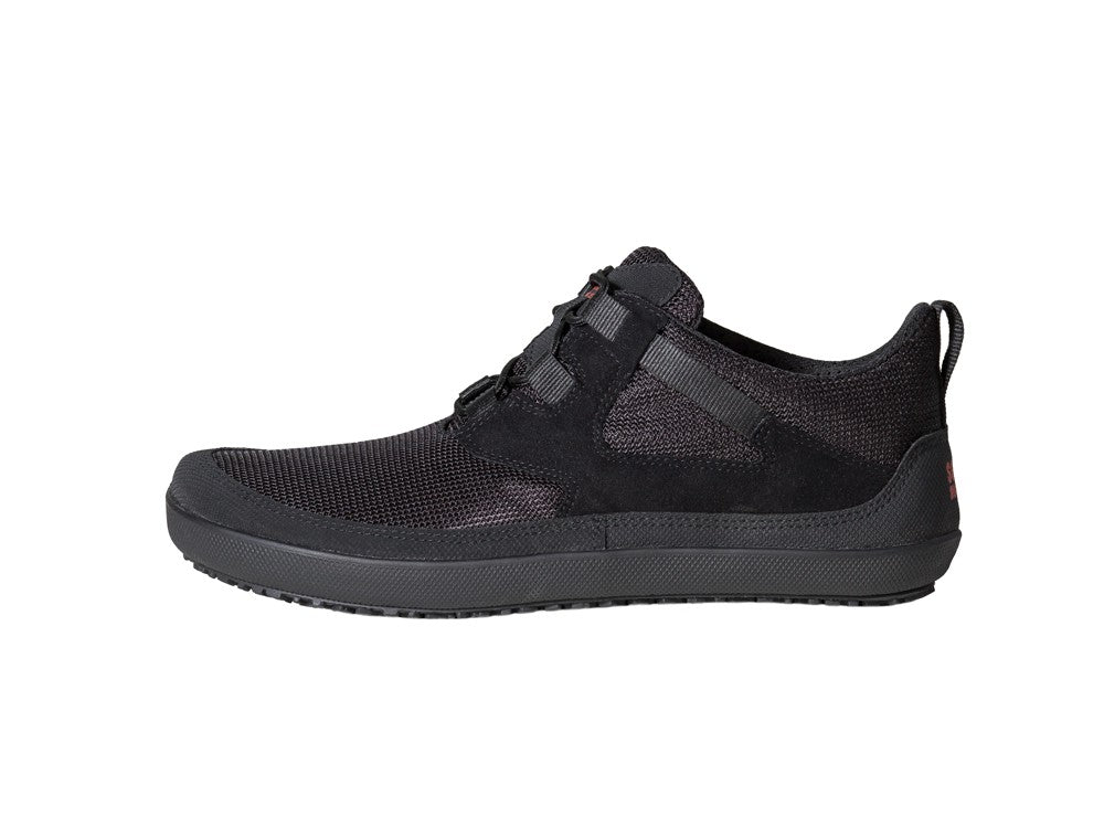 Barfußschuh, geschlossene Zehen und geschlossener Fersenbereich, Schnellverschluss, flexible Sohle, einzelner Schuh, Seitenansicht außen