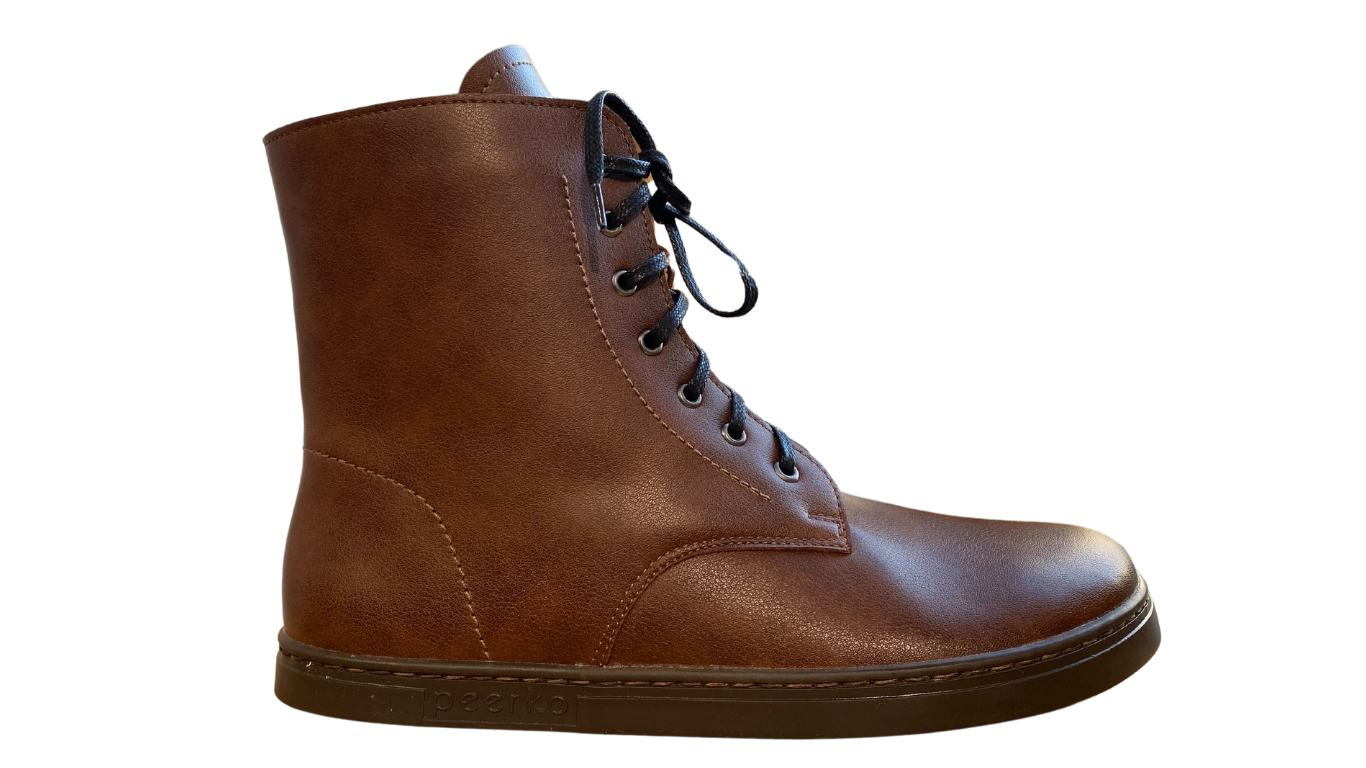 Barfußwinterstiefel mit Schnürung, breite Zehenbox, flexible Sohle, geschlossener Zehen- und Fersenbereich, Seitenansicht außen