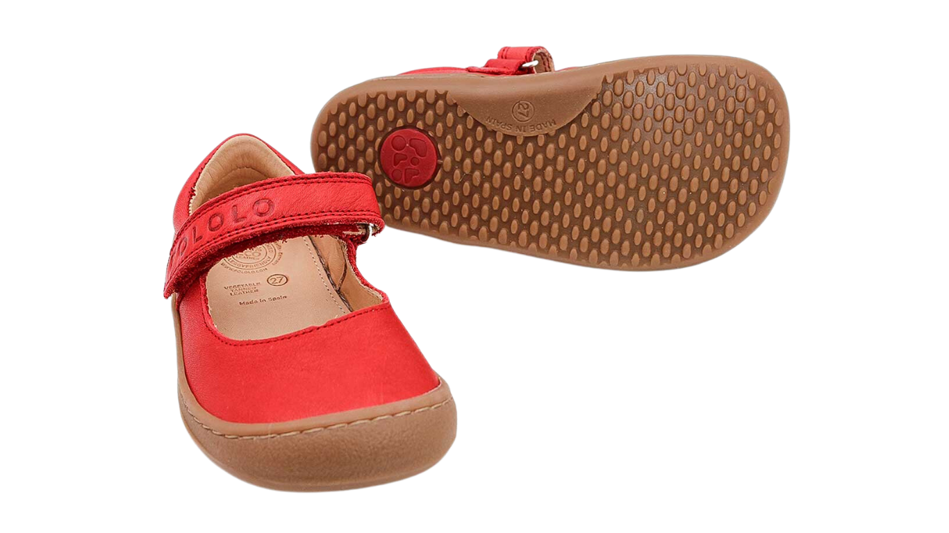 Kinder Barfußschuh mit flexibler Sohle und rutschhemmender Profilstruktur, geschlossene Zehen und geschlossener Fersenbereich, Ansicht von unten