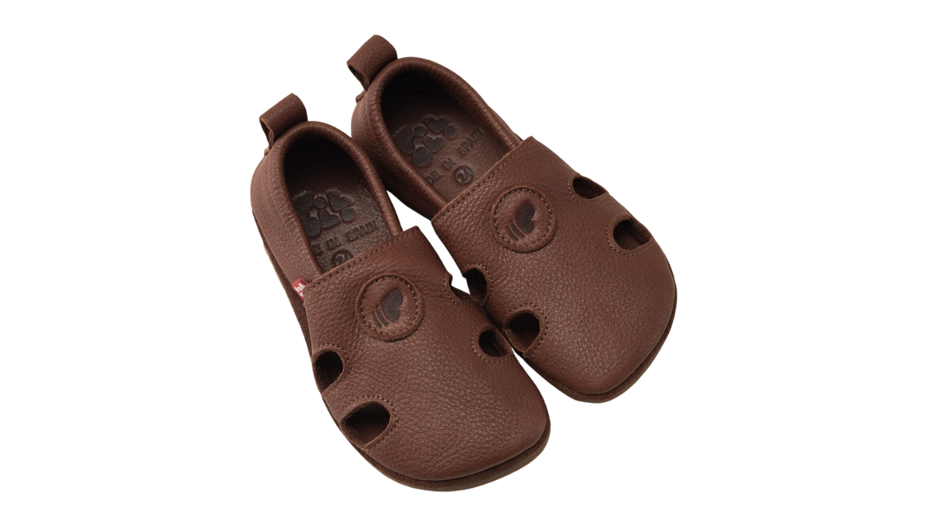 Kinder Barfußsandalen mit breiter Zehenbox, flexibler Sohle und Riemenkonstruktion, geschlossene Zehen und geschlossener Fersenbereich, Paar, Draufsicht