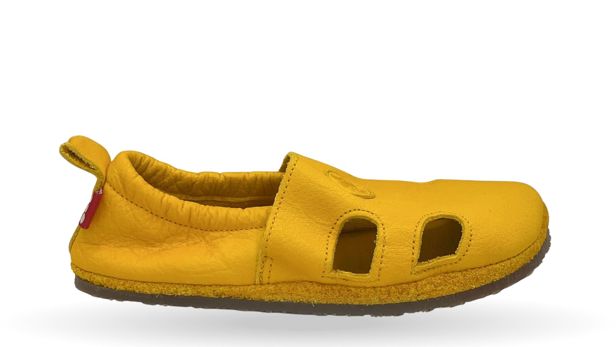 Kinder Barfußsandalen mit breiter Zehenbox, flexibler Sohle und Riemenkonstruktion, geschlossene Zehen und geschlossener Fersenbereich, Seitenansicht
