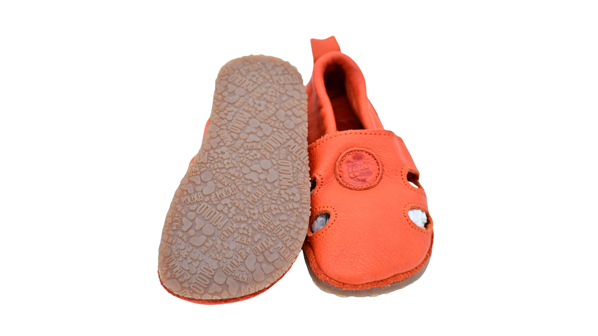 Kinder Barfußsandalen mit breiter Zehenbox, flexibler Sohle und Riemenkonstruktion, geschlossene Zehen und geschlossener Fersenbereich, Ansicht von unten und Draufsicht, Paar