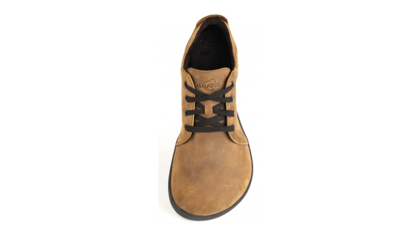 Barfußschuh mit Schnürung, flache flexible Sohle, breite Zehenbox, geschlossener Fersenbereich, Draufsicht