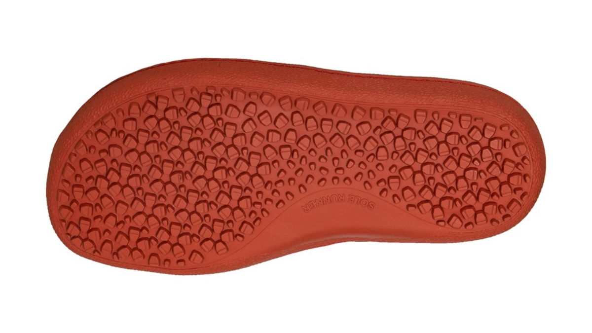 Kinder Barfußschuh, flexible Sohle mit Profilstruktur, einzelner Schuh, Ansicht von unten