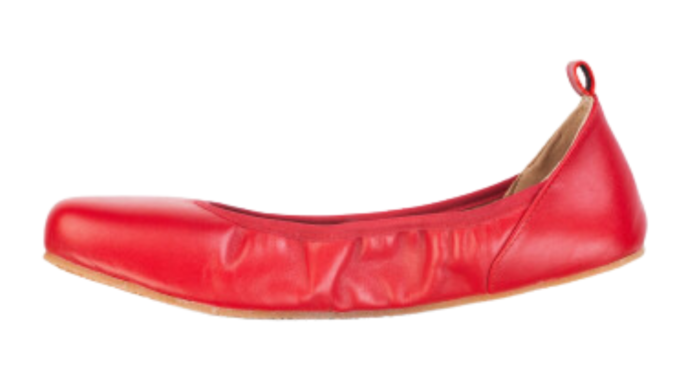 Barfußschuh, geschlossene Zehen und geschlossener Fersenbereich, Riemen mit Schnalle, breite Zehenbox, Seitenansicht außen