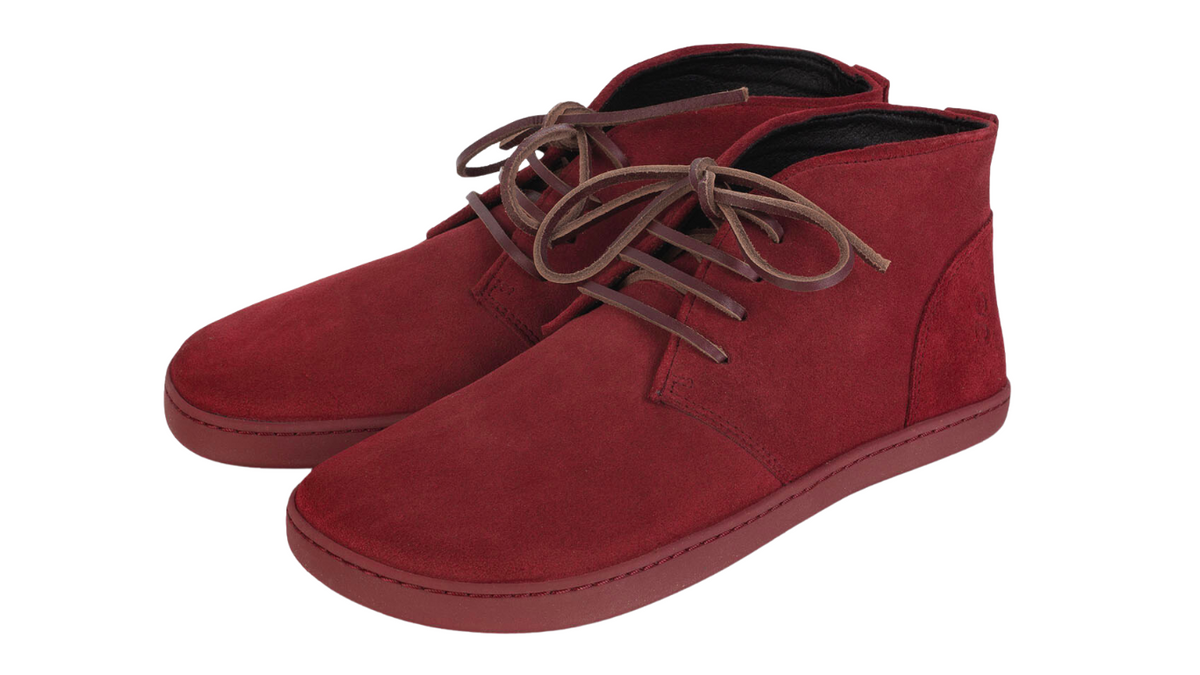 Barfußschuhe mit breiter Zehenbox, flexibler Sohle und Schnürung, geschlossene Zehen und geschlossener Fersenbereich, Paar, schräge Vorderansicht