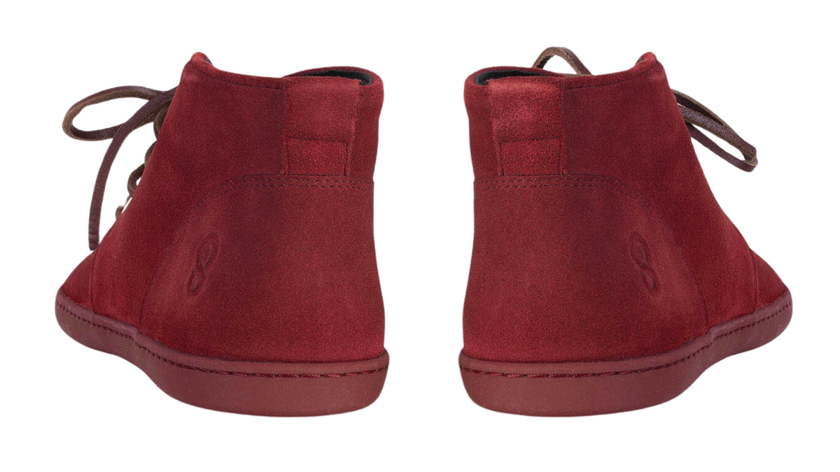 Barfußschuhe mit breiter Zehenbox, flexibler Sohle und Schnürung, geschlossene Zehen und geschlossener Fersenbereich, Paar, Rückansicht