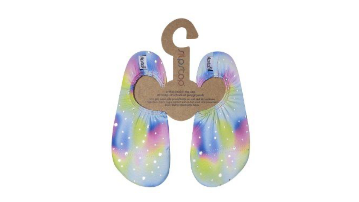 Badeschuhe für Kinder, Paaransicht, geschlossene Zehenpartie, geschlossener Fersenbereich, elastischer Einstieg, Draufsicht