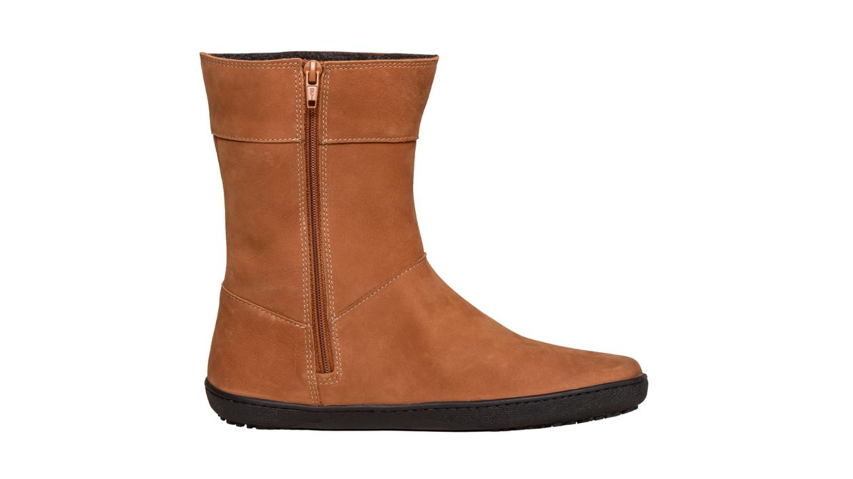 Barfußwinterstiefel, geschlossene Zehen und geschlossener Fersenbereich, ohne Verschluss, flexible Sohle, Seitenansicht innen