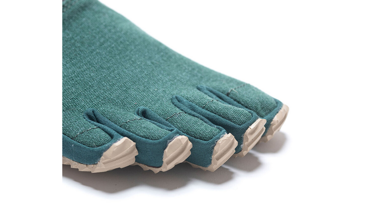Barfußschuh für Erwachsene ohne Verschluss mit fünf einzelnen Zehenkammern, Detailansicht
