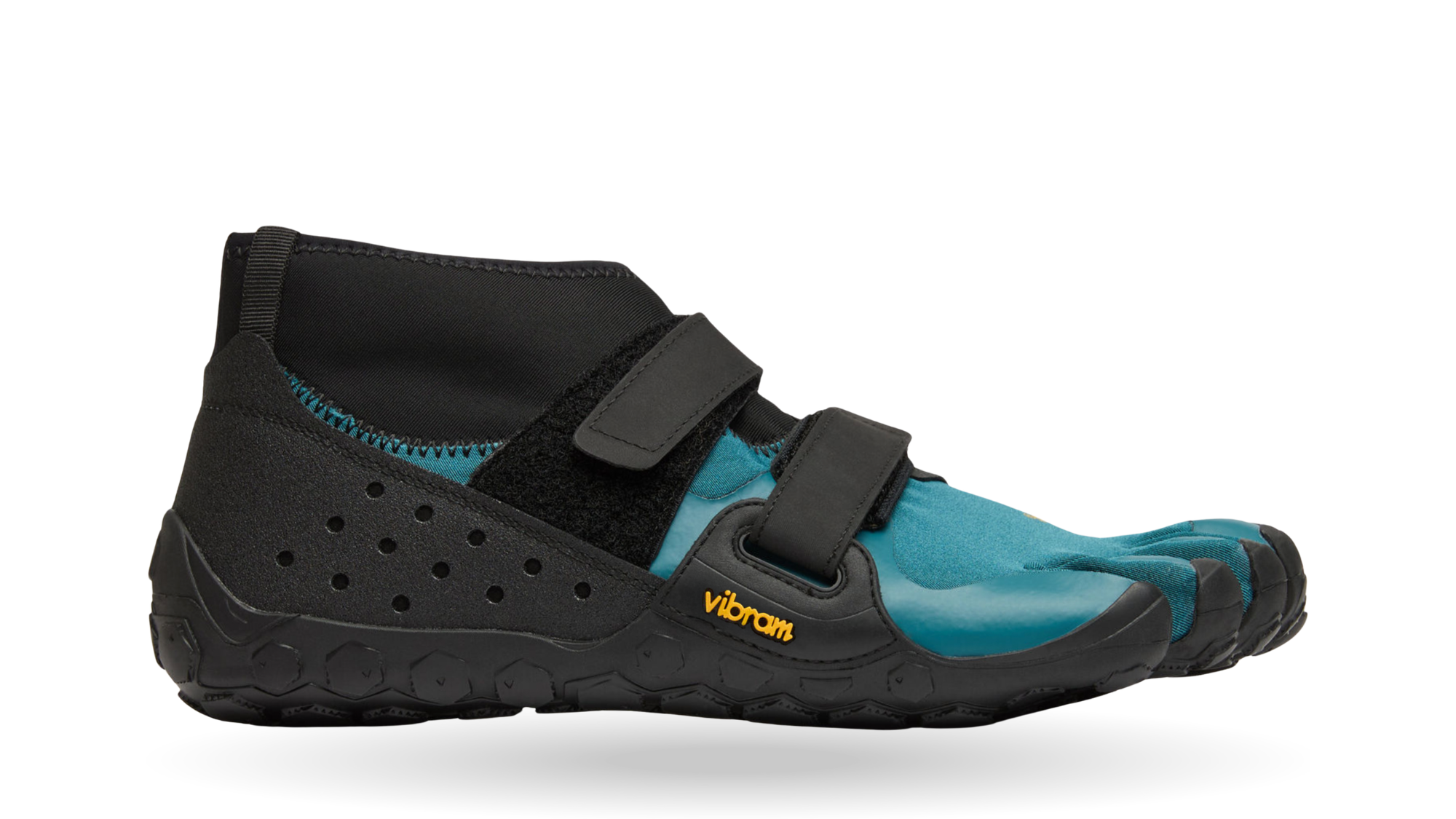 Zehenschuh mit separaten Zehenfächern, zwei Klettverschlüssen und hohem Schaft, Einzelschuh, Seitenansicht außen