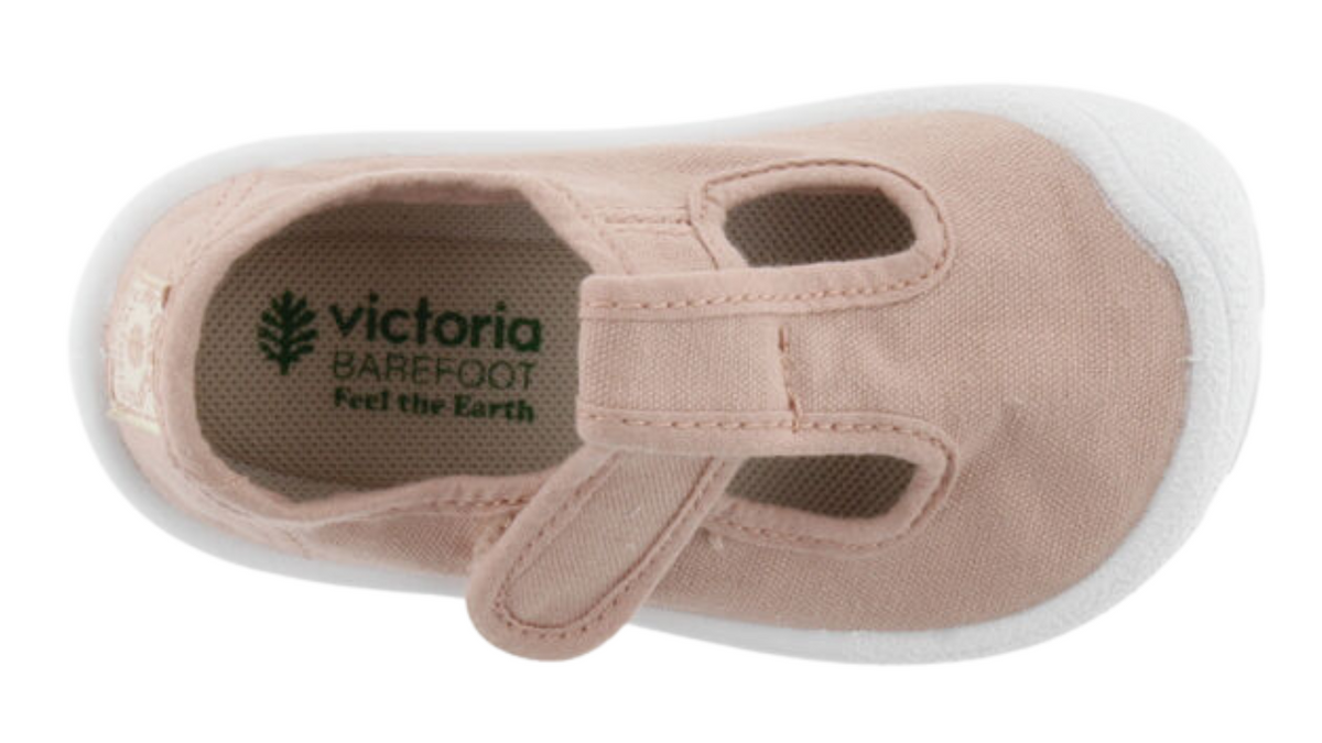 Barfußschuh für Kinder mit breiter Zehenbox, flexibler Sohle und Klettverschluss, geschlossener Zehenbereich, Draufsicht