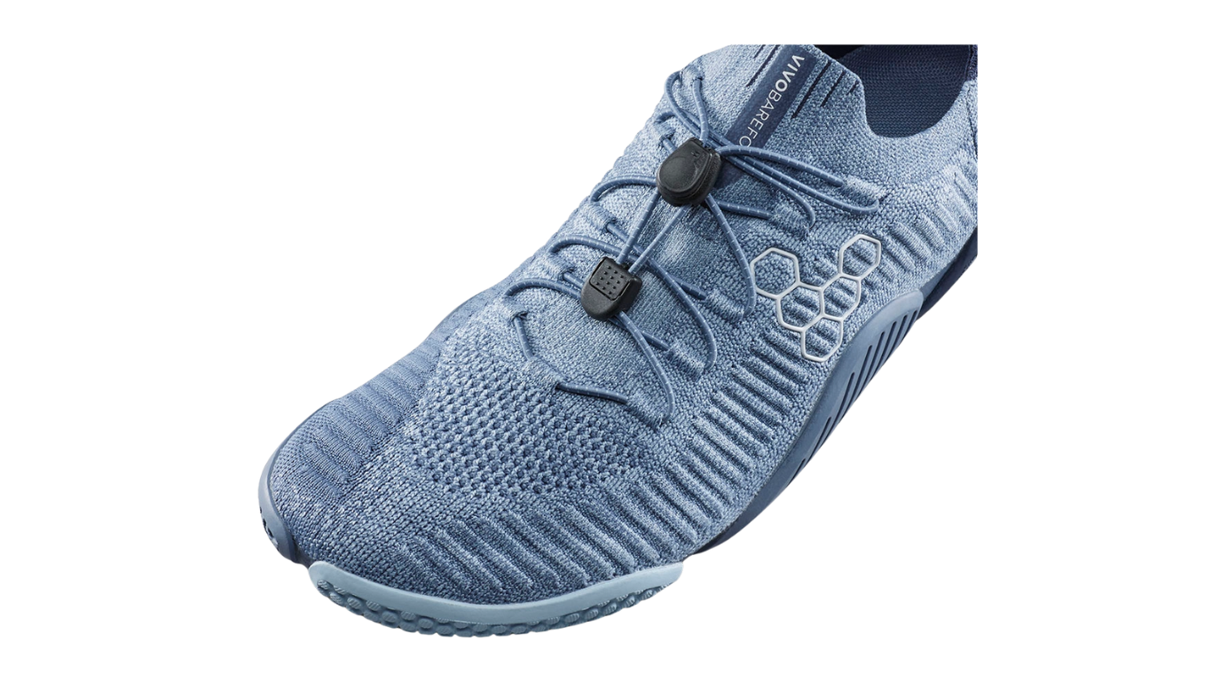 Barfußschuh für Erwachsene mit Schnürung, breiter Zehenbox und geschlossenem Fersenbereich, Detailansicht Zehenbox