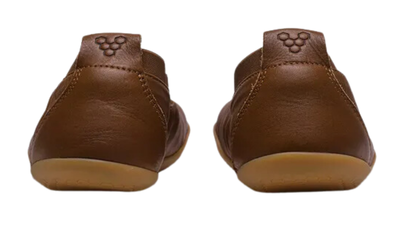 Barfußschuh für Erwachsene ohne Verschluss mit breiter Zehenbox und geschlossenem Fersenbereich, Rückansicht als Paar