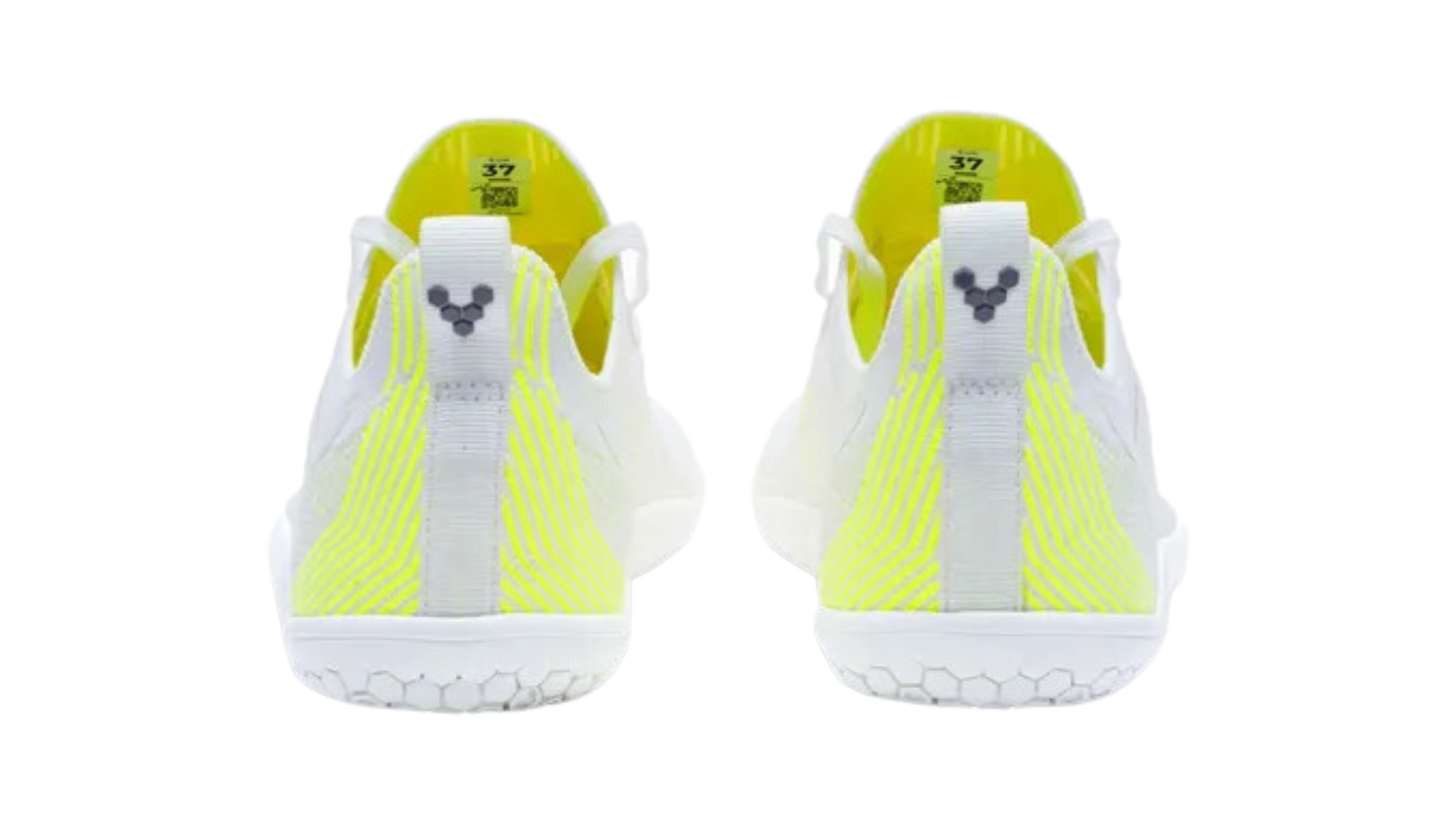 Barfußschuh mit Schnürung, breite Zehenbox, flexible Sohle, geschlossener Fersenbereich, Rückansicht als Paar