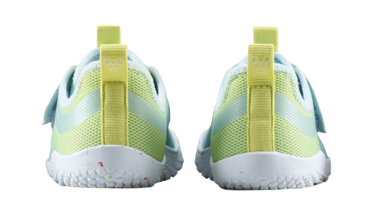 Barfußschuh für Kinder, geschlossene Zehen und geschlossener Fersenbereich, Klettverschluss, flexible Sohle, Rückansicht, Paar