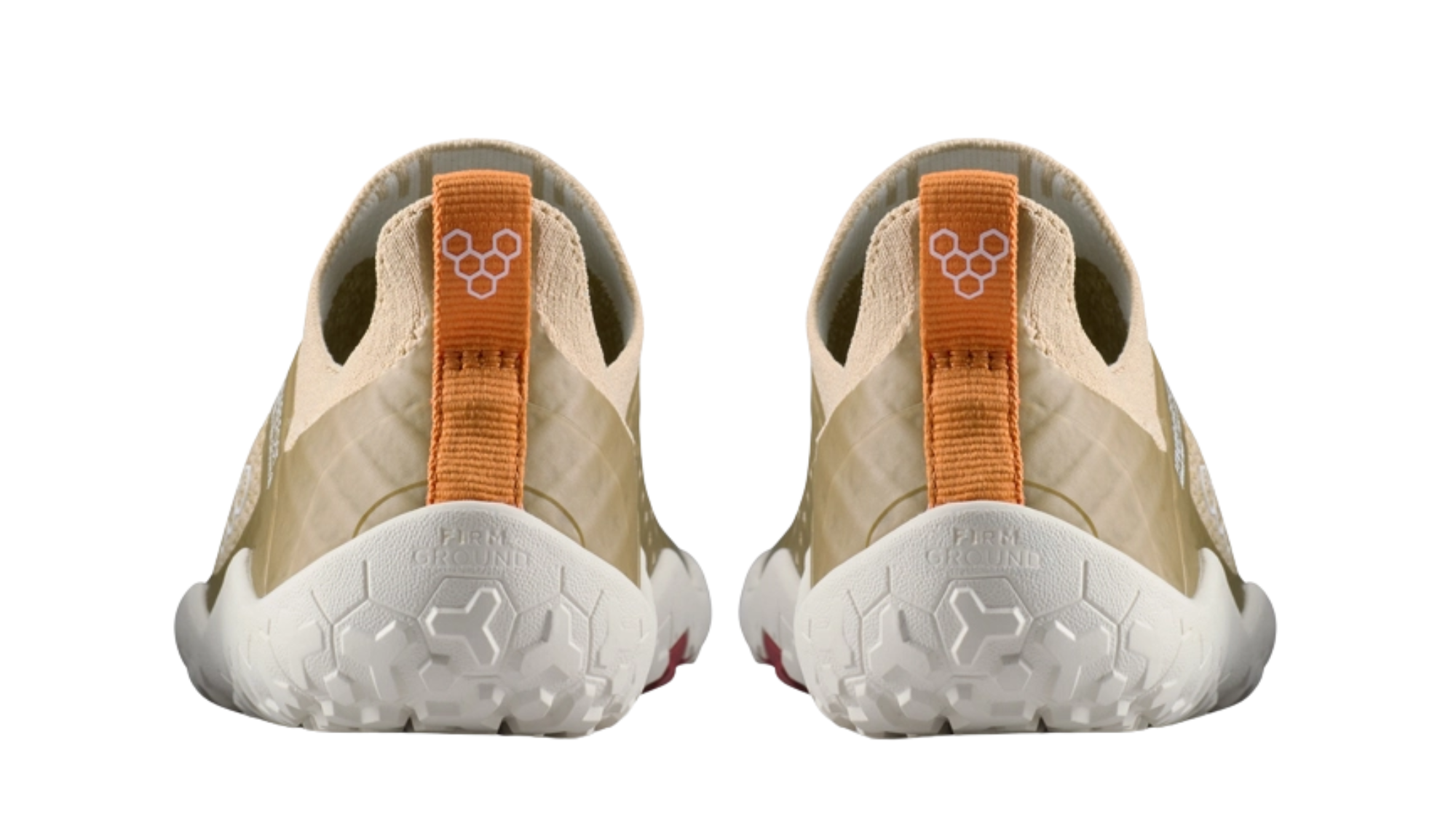 Barfußschuh mit Schnellverschluss, breite Zehenbox, flexible Sohle, geschlossener Fersenbereich, Rückansicht als Paar