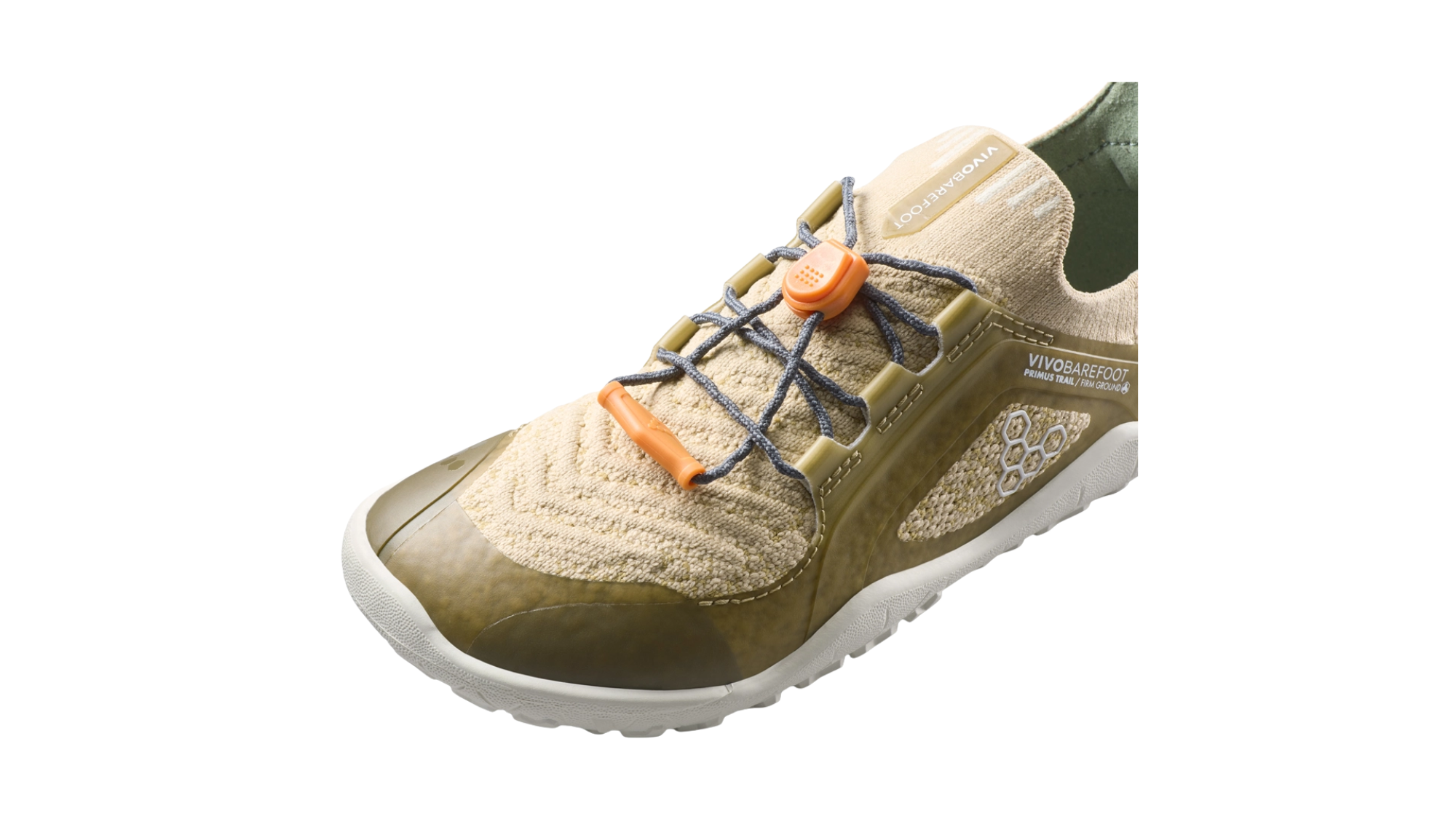 Barfußschuh für Kinder, geschlossene Zehen und geschlossener Fersenbereich, Schnürung mit Schnellverschluss, profilierte Sohle, Detailansicht Schnellverschluss