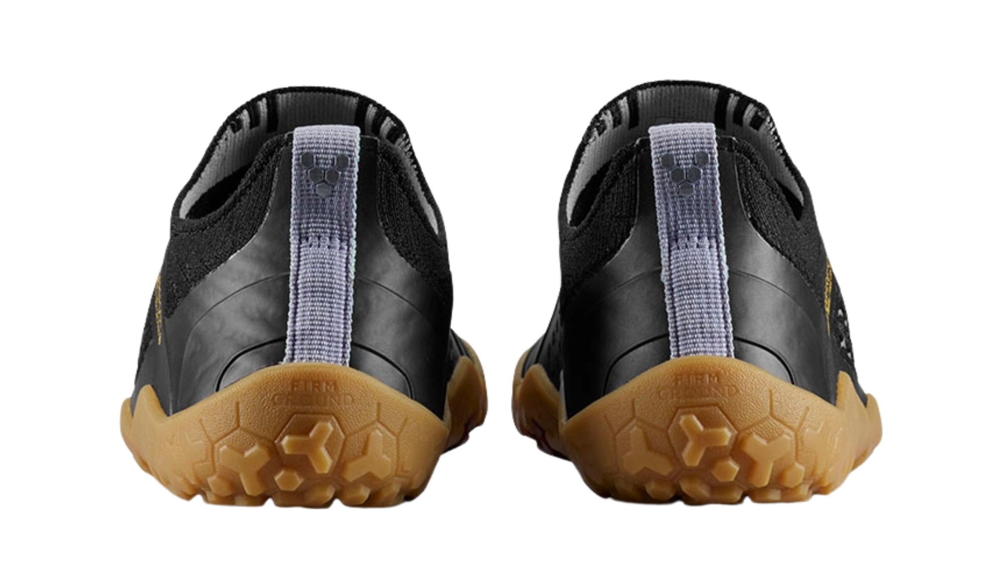 Barfußschuh mit Schnellverschluss, breite Zehenbox, flexible Sohle, geschlossener Fersenbereich, Rückansicht als Paar