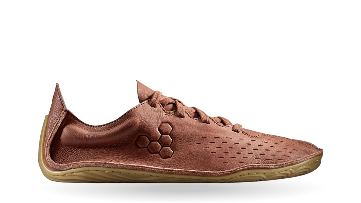 Barfußschuh mit Schnürung, breite Zehenbox, flexible Sohle, geschlossener Fersenbereich, Seitenansicht außen, einzelner Schuh