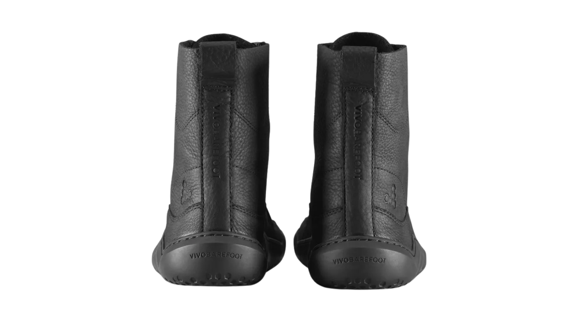 Barfußstiefel für Erwachsene als Paar mit geschlossenem Fersenbereich und Zugschlaufen, Rückansicht