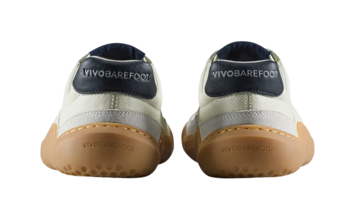Barfußledersneaker für Erwachsene als Paar mit Schnürung und geschlossener Ferse, Rückansicht