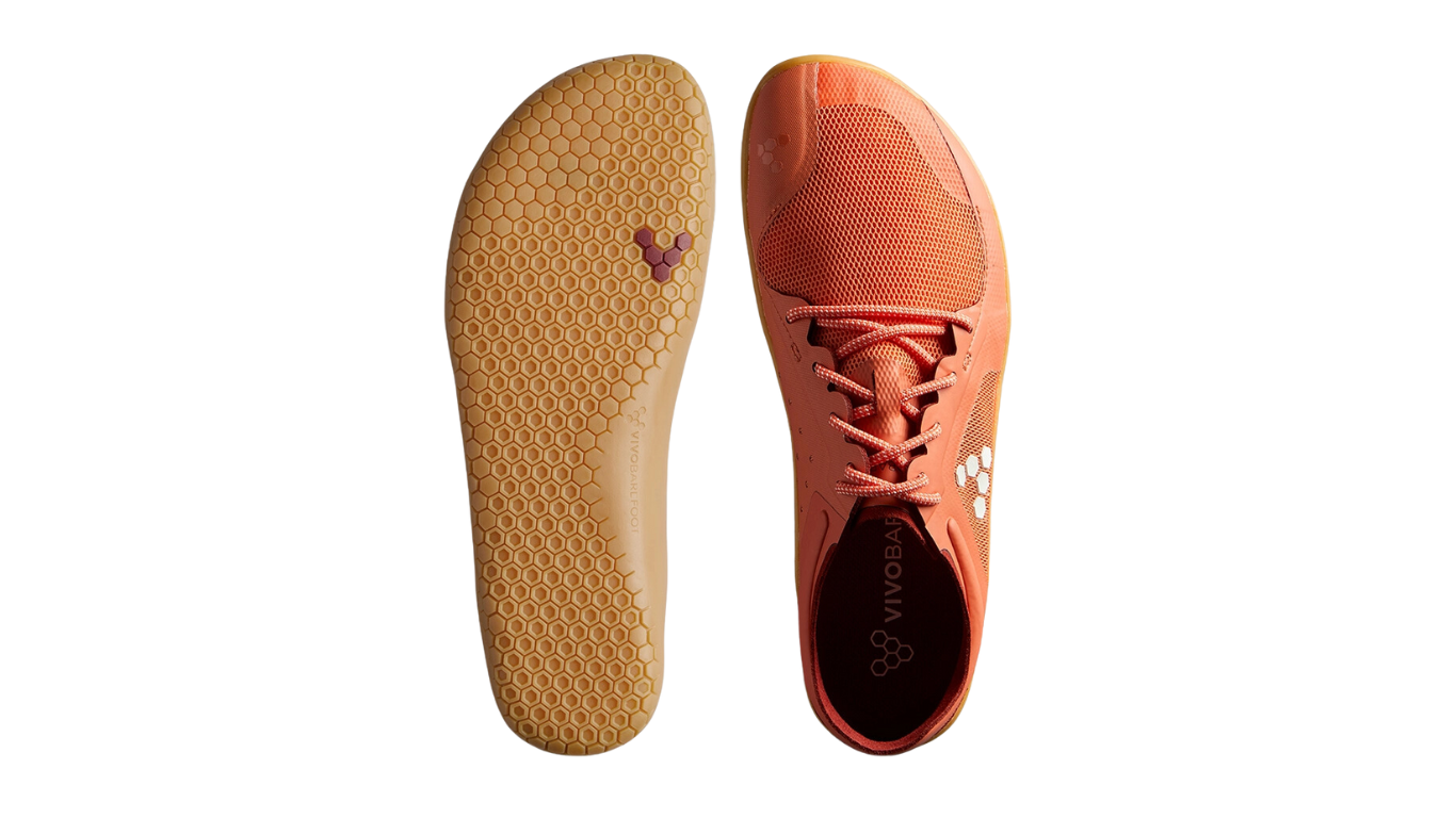 Barfußschuh mit Schnürung, breite Zehenbox, flexible Sohle, geschlossener Fersenbereich, Ansicht von unten und Draufsicht