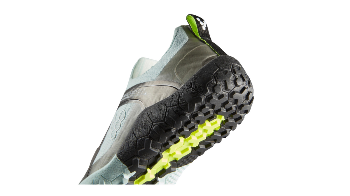 Barfußschuh mit Schnürung, breite Zehenbox, flexible Sohle, geschlossener Fersenbereich, Detailansicht Sohle