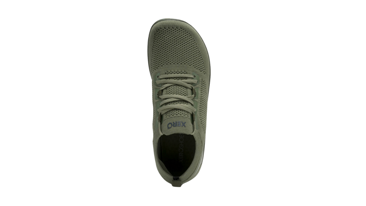 Barfußschuh, geschlossene Zehen und geschlossener Fersenbereich, Schnürung, flexible Sohle, Einzelschuh, Draufsicht