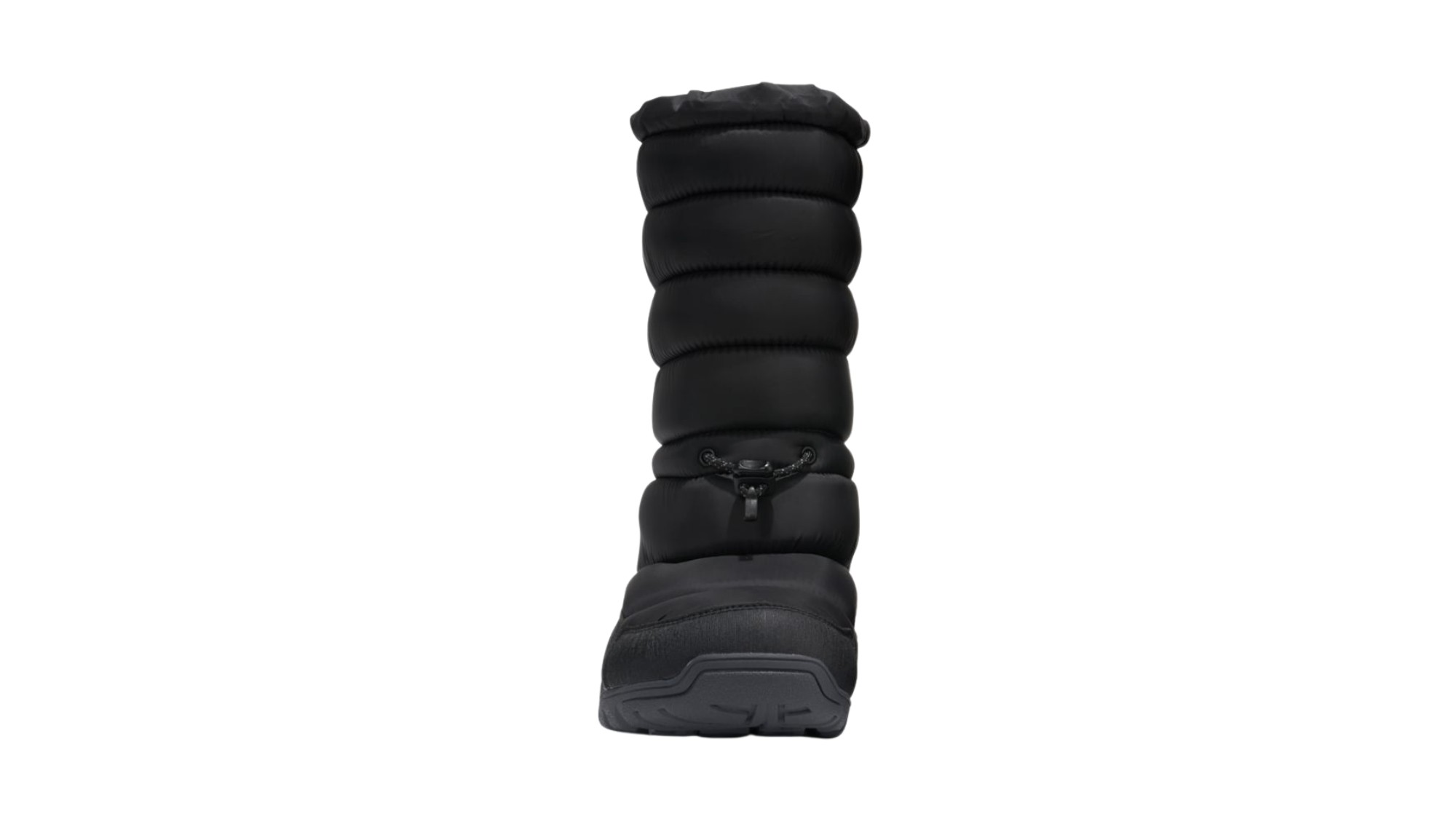 Barfußwinterstiefel als Einzelschuh, geschlossene Zehen und geschlossener Fersenbereich, Kordelzug am Schaft, profilierte Sohle, Vorderansicht