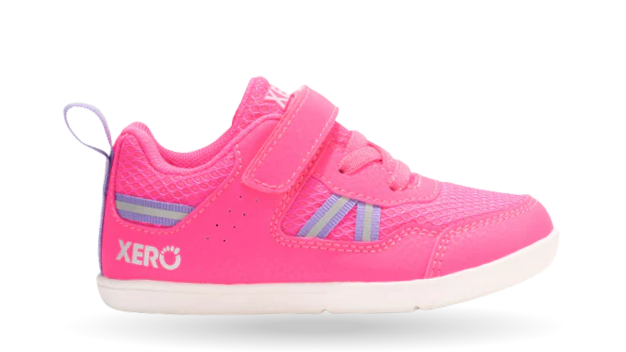 Barfußschuh für Kinder als Einzelschuh, geschlossene Zehen und geschlossener Fersenbereich, Klettverschluss und Schnürung, flexible Sohle, Seitenansicht außen
